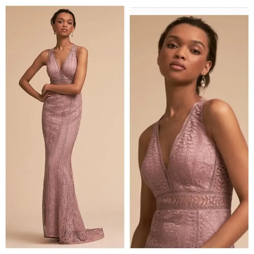 Bhldn Connor crochet dress in mauve - Picture 1 of 9